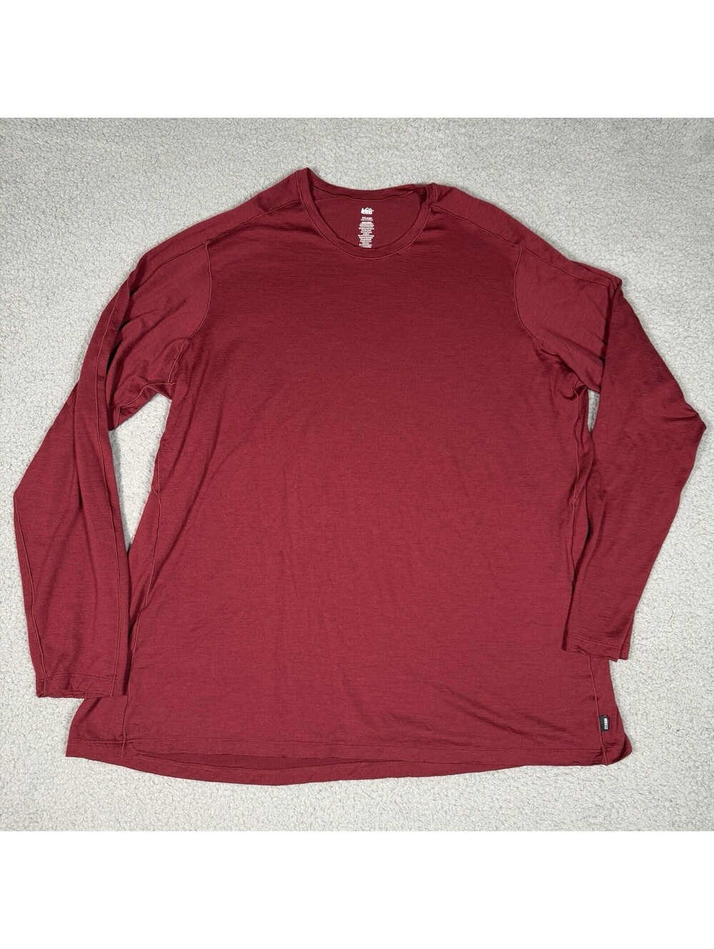 REI Co-op Shirt Mens Big 3X Red Merino Wool Long Sleeve Hiking Base Layer